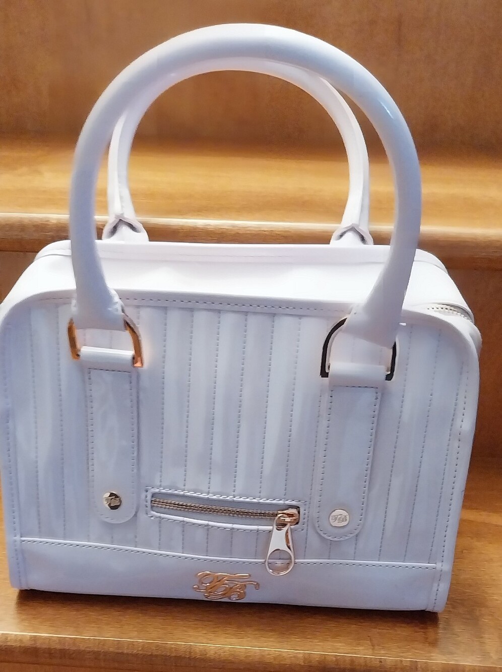 Ted Baker Light Pink Patent Satchel with Rose Gold Hardware